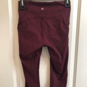 Lululemon Maroon leggings.